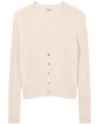 Loop Cashmere - Neutrals Cashmere Wide Rib Cardigan - Lyst