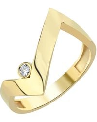 Dime Tribe - Zigzag-Shaped Diamond Detailed Ring - Lyst