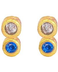 Lily Flo Jewellery - Disco Dot Diamond And Sapphire Stud Earrings - Lyst
