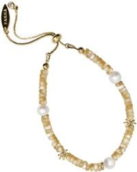 Farra - Neutrals Shell With Freshwater Pearl Slider Bracelet - Lyst