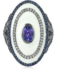 Artisan - 18K Oxidized & Tanzanite, Sapphire, Diamond & Enamel Statement Ring - Lyst