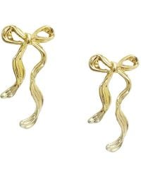 Maison De Gala - Golden Ribbon Bow Earrings - Lyst
