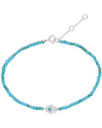 Zohreh V. Jewellery - Hand Of Fatima Turquoise Beaded Bracelet Sterling Silver - Lyst