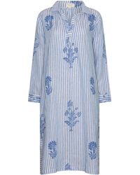 NoLoGo-chic - Tourist Hand Printed Stripe Linen Tunic Dress - Lyst