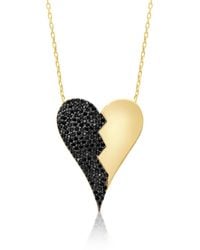 SHYMI - Half Pave Heart Necklace - Lyst