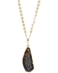 YAA YAA LONDON - Ultra Black Grey Agate Super-long Gold Pendant Necklace - Lyst