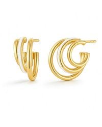 Gold & Honey - Triple Hoop Earrings With Enamel - Lyst