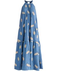 Paisie - Leaf Embroidered Halterneck Maxi Dress - Lyst