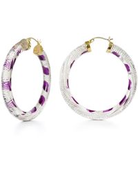 Gold & Honey - Clear Stripe Hoop Earrings - Lyst