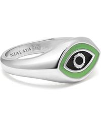 Nialaya - Sterling Evil Eye Signet Ring - Lyst