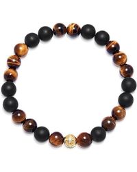 Nialaya - Wristband With Matte Onyx And Tiger Eye - Lyst