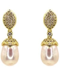VicStoneNYC Fine Jewelry - Elegant Golden Natural Pearl Dangle Earrings - Lyst