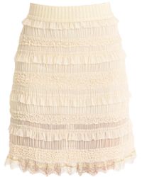 Lalipop Design - Neutrals Textured Ruffle Mini Skirt - Lyst