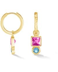 Dower & Hall - Square Tourmaline Hammered Huggie Hoops - Lyst