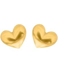 The Pink Reef - Oversized Puff Heart Stud - Lyst