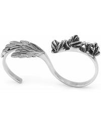 Unaloe - Sterling Double Ring With Roses – Two Finger Floral Statement Jewelry For Handmade - Lyst