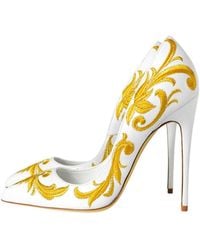 Aethra Shoes - Arel Leather Embroidered Pointed Toe Stiletto Pumps - Lyst