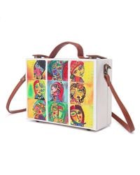 Richa Sharma - Handpainted Mini Briefcase Bag With Vegan Leather - Lyst