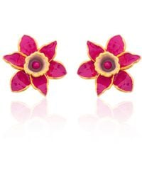 Milou Jewelry - Raspberry Daffodil Flower Earrings - Lyst