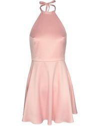 2KStyle - Adeya Open-Back Satin Halterneck Mini Dress - Lyst