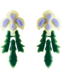 Gissa Bicalho - Neutrals Handmade Acrylic Earring Orchids And Leaves Vanilla - Lyst