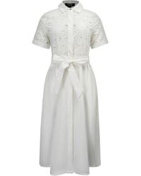 Smart and Joy - Lace And Cotton Shirt Dress With Belt - Lyst