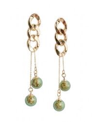 Paisie - Double Sphere Chain Earrings - Lyst