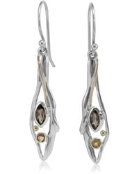 Isla Silver - Handmade Smokey Quartz & Citrine Drop Earrings - Lyst