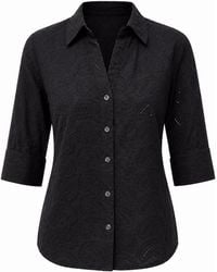 Carloslines - Embroidered Cotton V-Neck Short Sleeve Shirt Blouse - Lyst