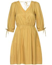 REISTOR - Gathered Elbow Sleeve Short Cotton Dress - Lyst
