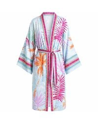 LOVEIST STORE - Palma Tropical Print Satin Kimono - Lyst
