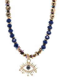 Ebru Jewelry - Blue Evil Eye Necklace - Lyst