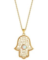 Karma and Luck - Protective Light Opal Hamsa Necklace - Lyst