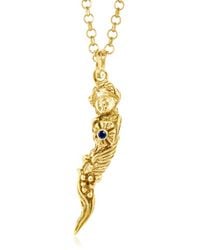 Unaloe - Italian Horn Goddess Pendant Necklace With Sapphire – Plated - Lyst