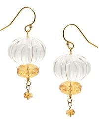 Lori Kaplan Design - Carved Rock Crystal Drop Earrings With Citrine - Lyst
