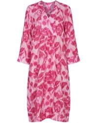 NoLoGo-chic - Ikat Rose Picot Midi Dress Linen - Lyst