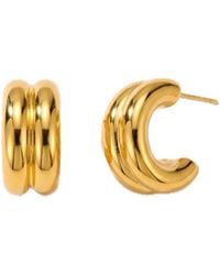Elk & Bloom - Double C 14K Huggie Hoops - Lyst
