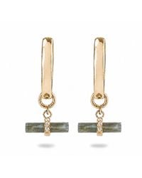 Zohreh - Labradorite T-Bar Hoop Earrings 9K - Lyst