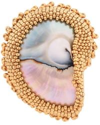 Oana Savu - Hand Beaded Nautilus Shell Goddess Brooch Sterling Pin - Lyst