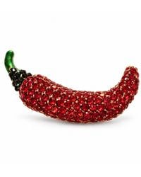 By Ozge - Fiery Charm Crystal Chilli Pepper-Tone Statement Brooch - Lyst