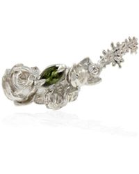 Lee Renee - Rose Diamond & Tourmaline Slider Earring Single Silver - Lyst