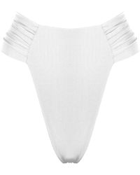 ANTONINIAS - Clam High Waisted Side Draped Bikini Bottom - Lyst