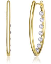 Genevive Jewelry - Rachel Glauber Colored Pearl Hoop Earrings - Lyst