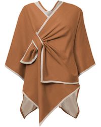 James Lakeland - Camel Front Knot Poncho - Lyst
