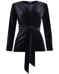 Rumour London - Evelyn Velvet Wrap Jacket With Self-Tie Sash - Lyst