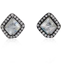 Artisan - 18K With Genuine Ice Diamond Stud Earrings - Lyst