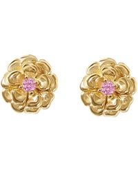 Harfi - Toumaline October Birthstone Marigold Birthflower Plated Stud Earrings - Lyst
