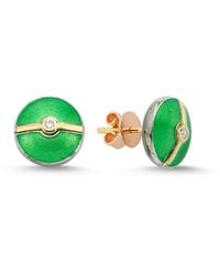 Ecce | Artisan Diamonds - Enamelled Mini Multi Diamond Buttons 14K Earring - Lyst