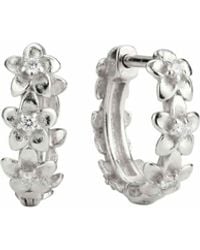 Dainty London - Dainty Sterling Flower Huggie Hoops - Lyst