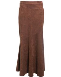Amy Lynn - Suki Faux Suede Chiffon Asymmetric Maxi Skirt - Lyst